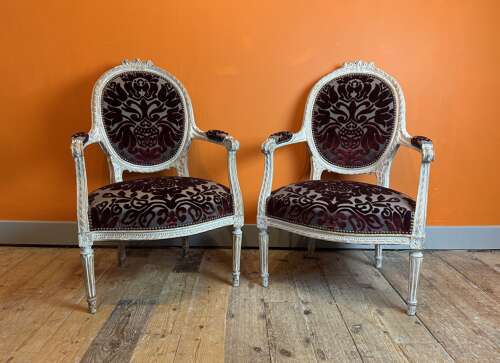 Pair of 19th Century French Fauteuils in Louis XVI Style