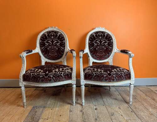 Pair of 19th Century French Fauteuils in Louis XVI Style