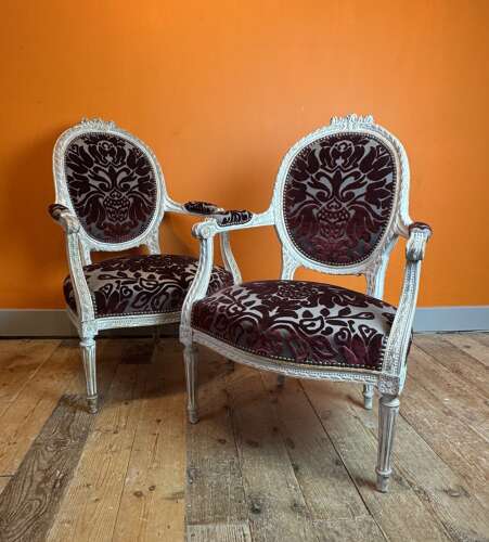 Pair of 19th Century French Fauteuils in Louis XVI Style