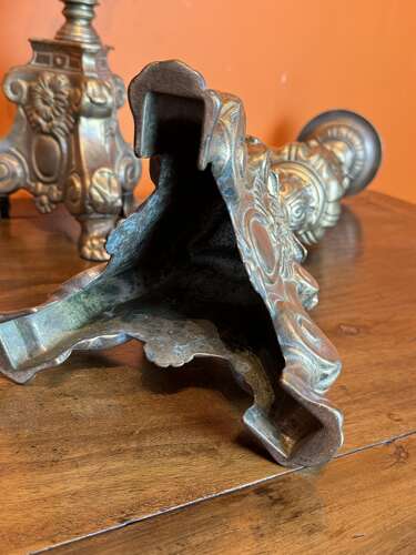 Set of Four French Ecclesiastical Brass Pricket Candlesticks
