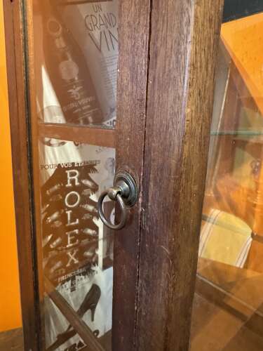 Antique Glass Shop Display Cabinet with Side Opening Door