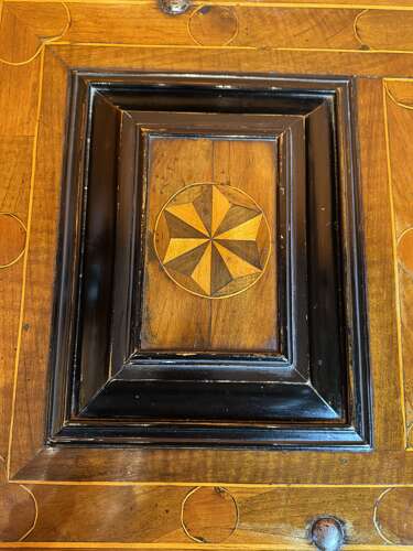18th Century German Inlaid Walnut Coffer on Ebonised Stand