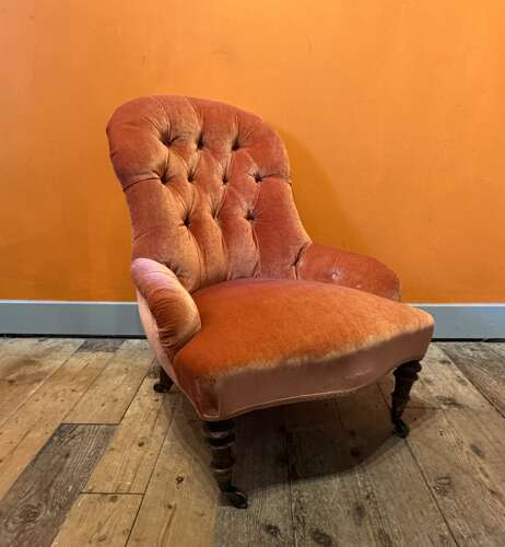 Victorian Iron Framed Button Back Occasional Armchair