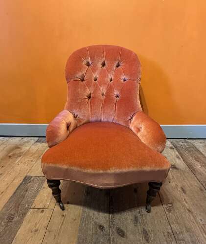 Victorian Iron Framed Button Back Occasional Armchair