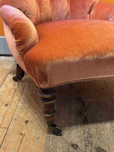 Victorian Iron Framed Button Back Occasional Armchair