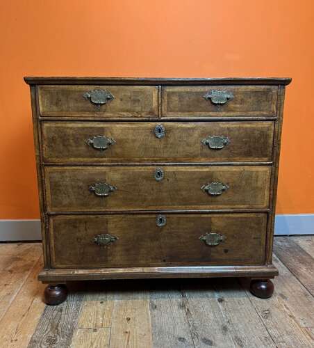 George I Cross-Banded Walnut Chest of Drawers