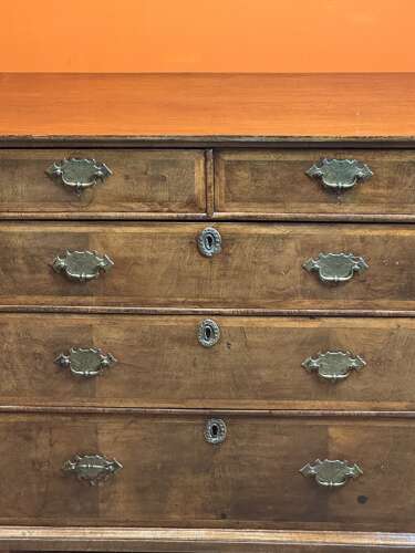 George I Cross-Banded Walnut Chest of Drawers