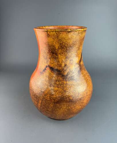 Orange Glazed Studio Pottery Vase