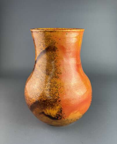 Orange Glazed Studio Pottery Vase