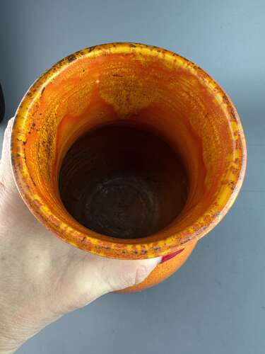 Orange Glazed Studio Pottery Vase