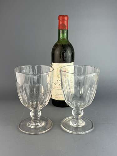Large Pair of Antique Cut Glass Rummers