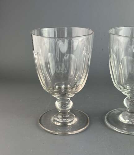 Large Pair of Antique Cut Glass Rummers