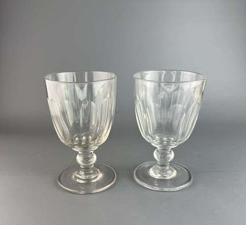 Large Pair of Antique Cut Glass Rummers