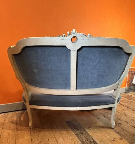 Antique French Painted Louis XV Revival Two Seat Sofa for Recovering