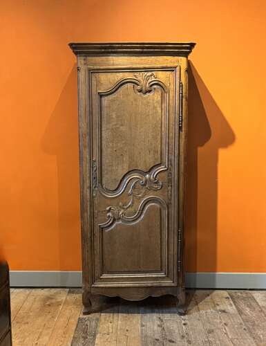 Antique French Oak Single Door Armoire / Bonnetiere in Louis XV Taste