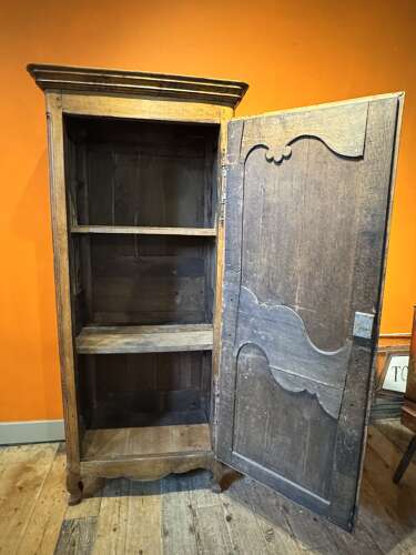 Antique French Oak Single Door Armoire / Bonnetiere in Louis XV Taste