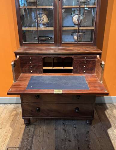 Regency Mahogany Secretaire Bookcase Cabinet