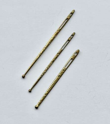 Three Georgian Engraved Gilt-Metal Needlework Bodkins