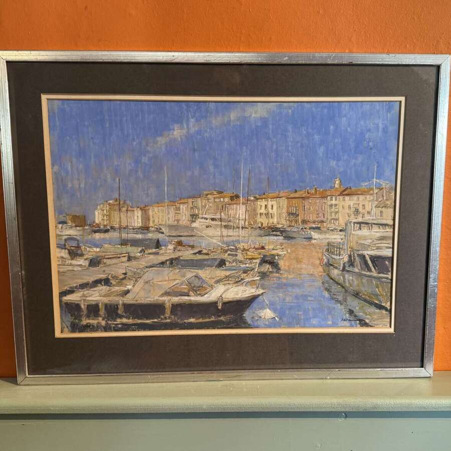 PETER RASMUSSEN, Pastel View of St. Tropez Harbour