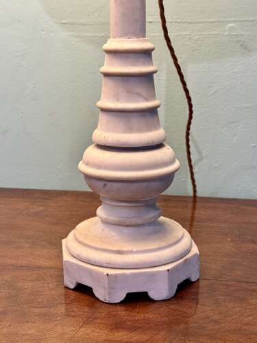 Pair of White Marble Table Lamps