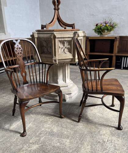 Set of Six Wheelback Ash & Beech Windsor Chairs