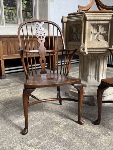 Set of Six Wheelback Ash & Beech Windsor Chairs