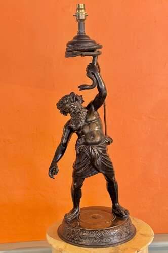 Grand Tour Bronze of Silenus by G. Amodio Naples