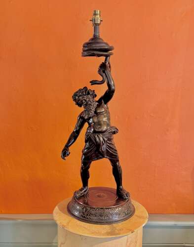 Grand Tour Bronze of Silenus by G. Amodio Naples