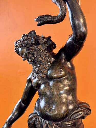 Grand Tour Bronze of Silenus by G. Amodio Naples