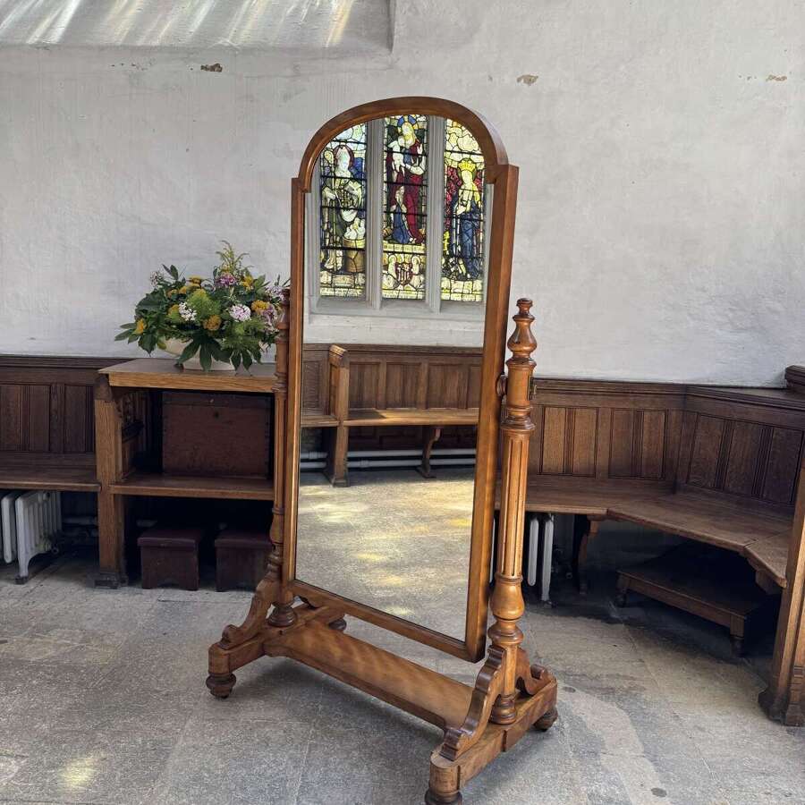 Victorian Satin-Birch Cheval Dressing Mirror