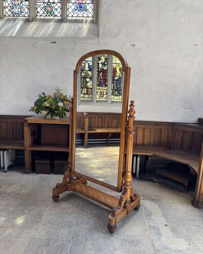 Victorian Satin-Birch Cheval Dressing Mirror