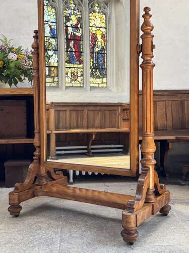 Victorian Satin-Birch Cheval Dressing Mirror