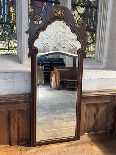 Georgian Style Parcel-Gilt Mahogany Pier Mirror with Reverse Cut Glass Plate