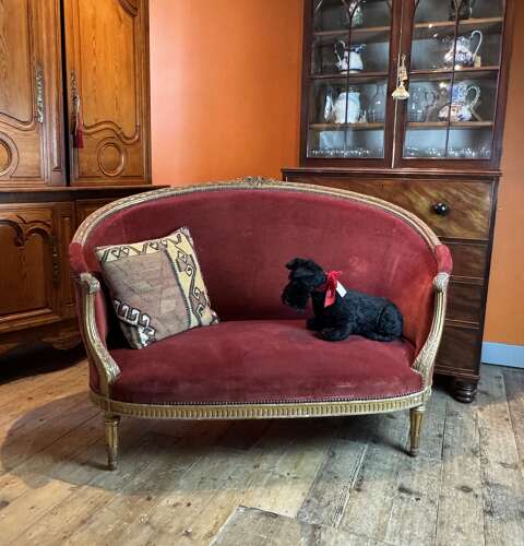 Antique French Two Seat Corbeille Sofa in Louis XVI Style