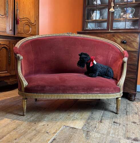 Antique French Two Seat Corbeille Sofa in Louis XVI Style