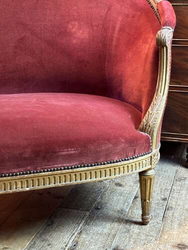 Antique French Two Seat Corbeille Sofa in Louis XVI Style