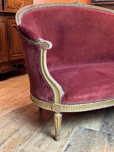 Antique French Two Seat Corbeille Sofa in Louis XVI Style