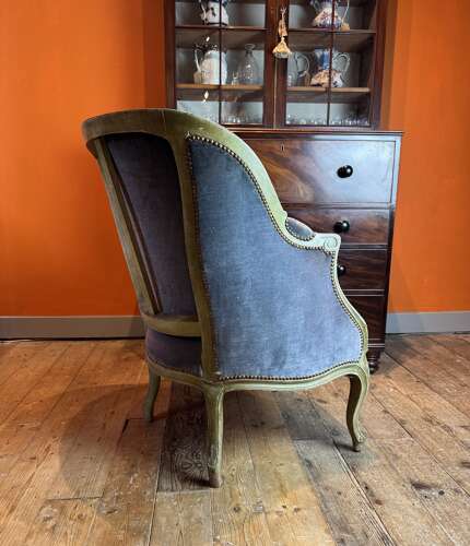 Antique French Bergere Tub Armchair in Louis XV Style