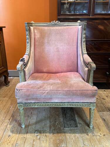 Antique French Louis Revival Armchair in Original Paint from a French Chateau