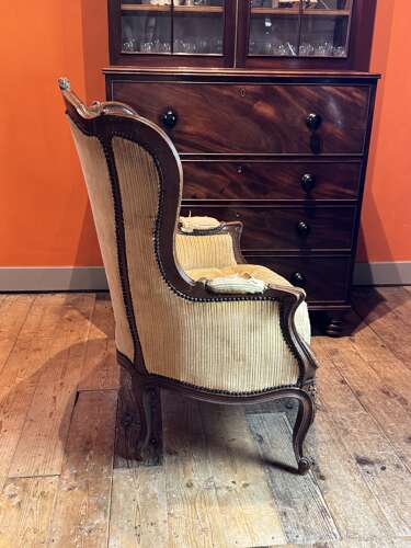Antique French Bergere Armchair in Louis XV Style for Re-covering