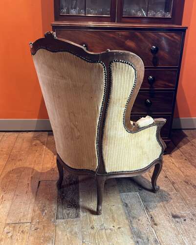 Antique French Bergere Armchair in Louis XV Style for Re-covering