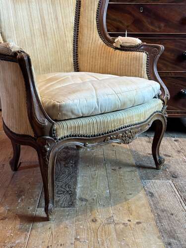 Antique French Bergere Armchair in Louis XV Style for Re-covering