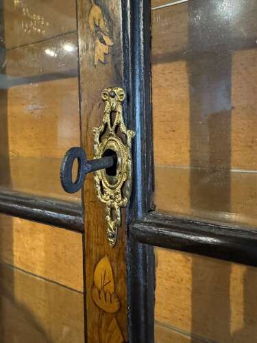 Dutch Marquetry & Walnut Inlaid Display Cabinet