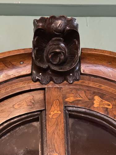 Dutch Marquetry & Walnut Inlaid Display Cabinet