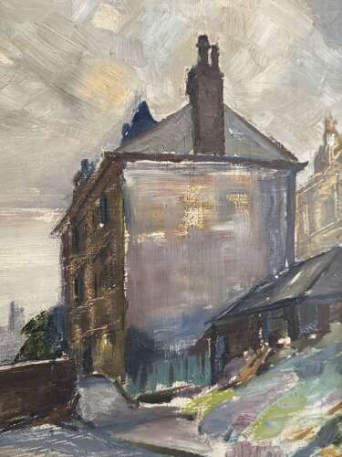 Evelyn Harris, Timber Yard, Regent's Canal, Oil on Board, circa 1950